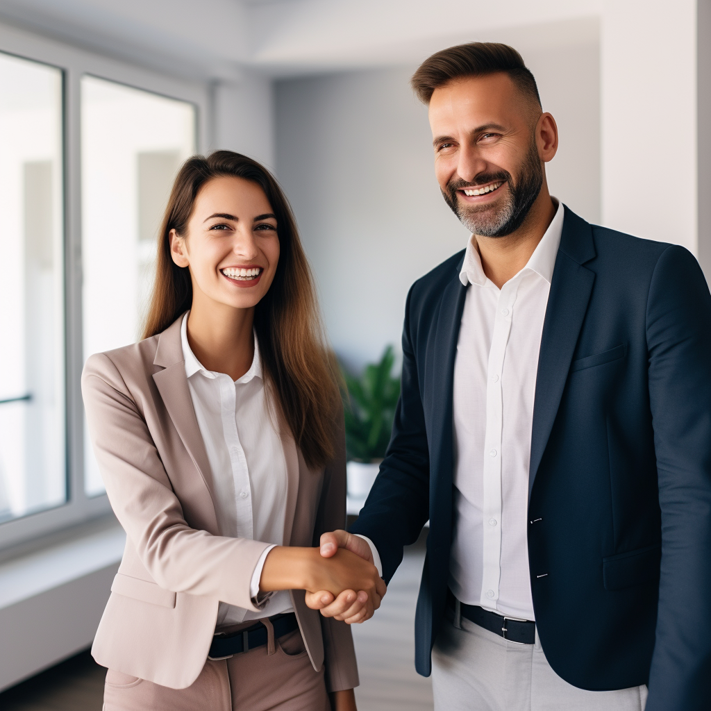 Realtor shaking hands with new Real Estate Investor client.