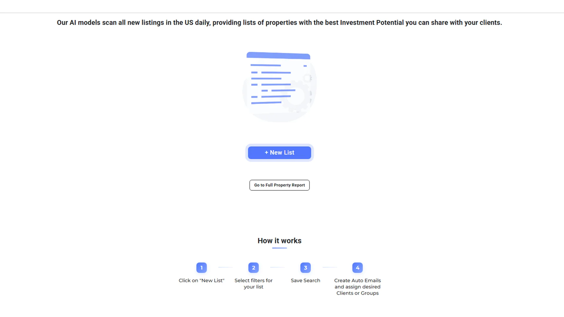 Step 1 — Start a new search to find investment properties on Homesage.ai