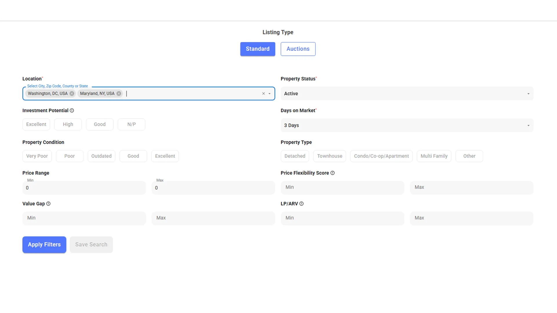 Step 2 — Enter your location to find investment properties in your target area