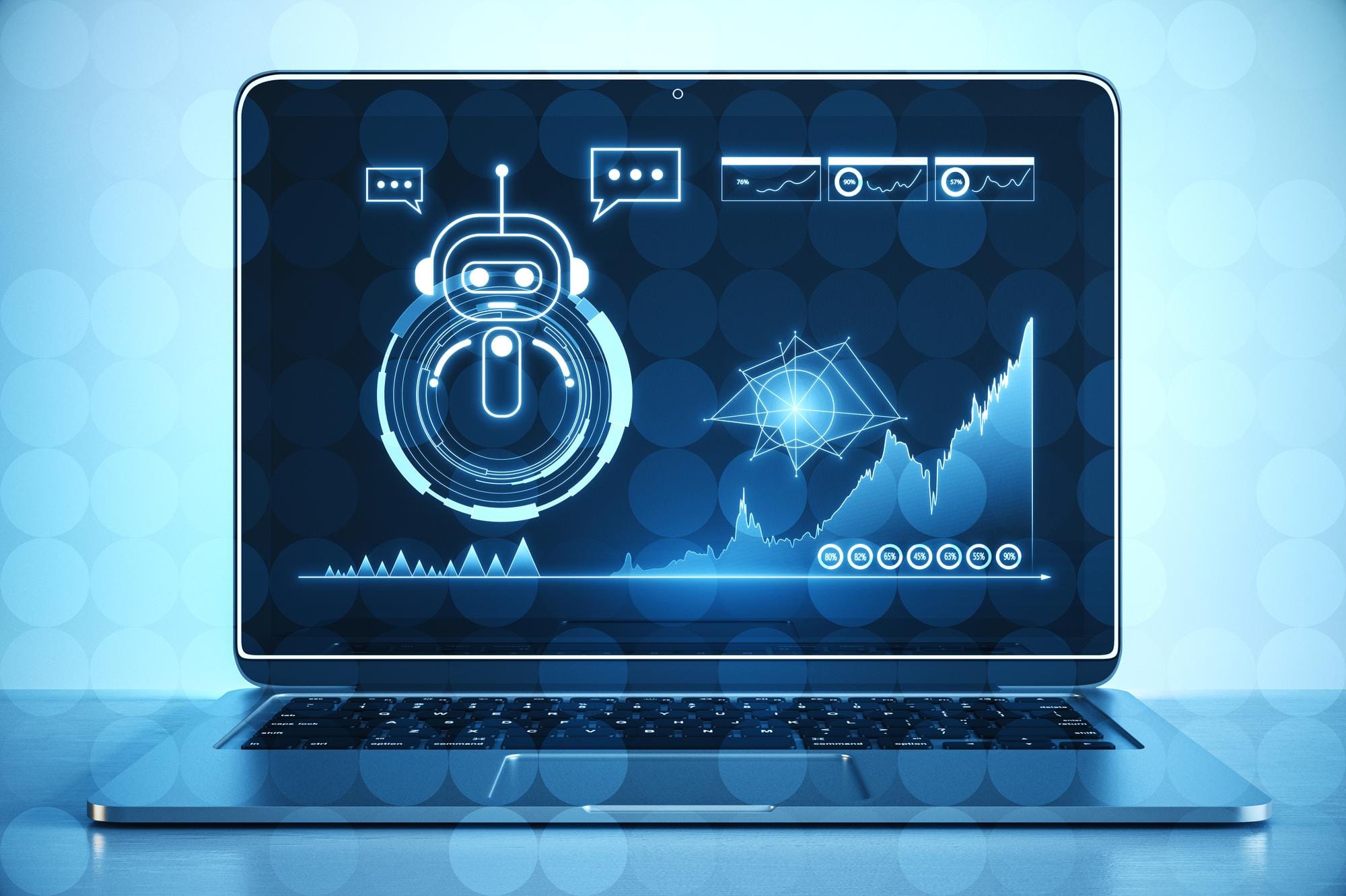 Modern hard money lender using AI platform on a laptop.
