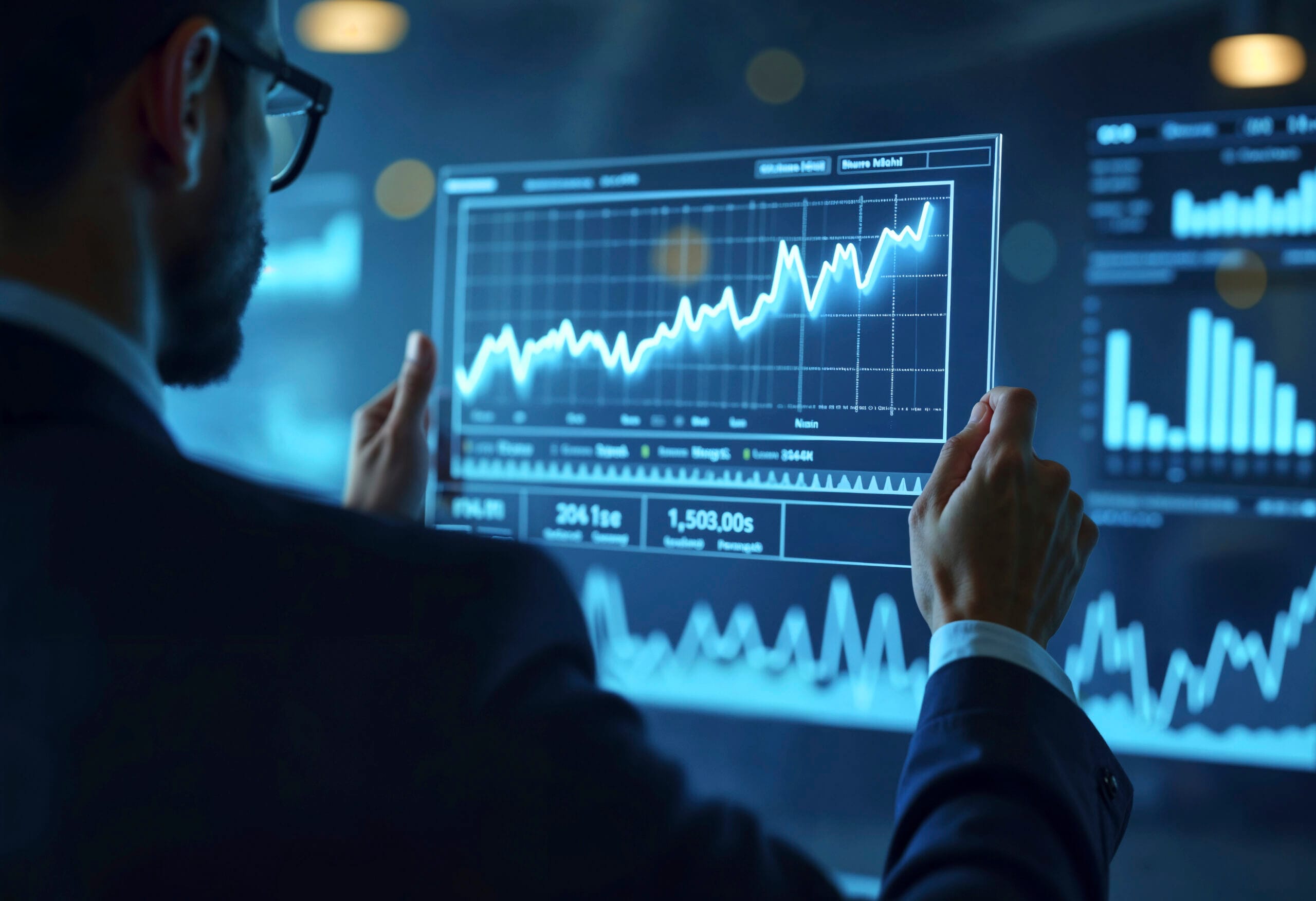 Real Estate agent checking AI-driven predictions for house flipping