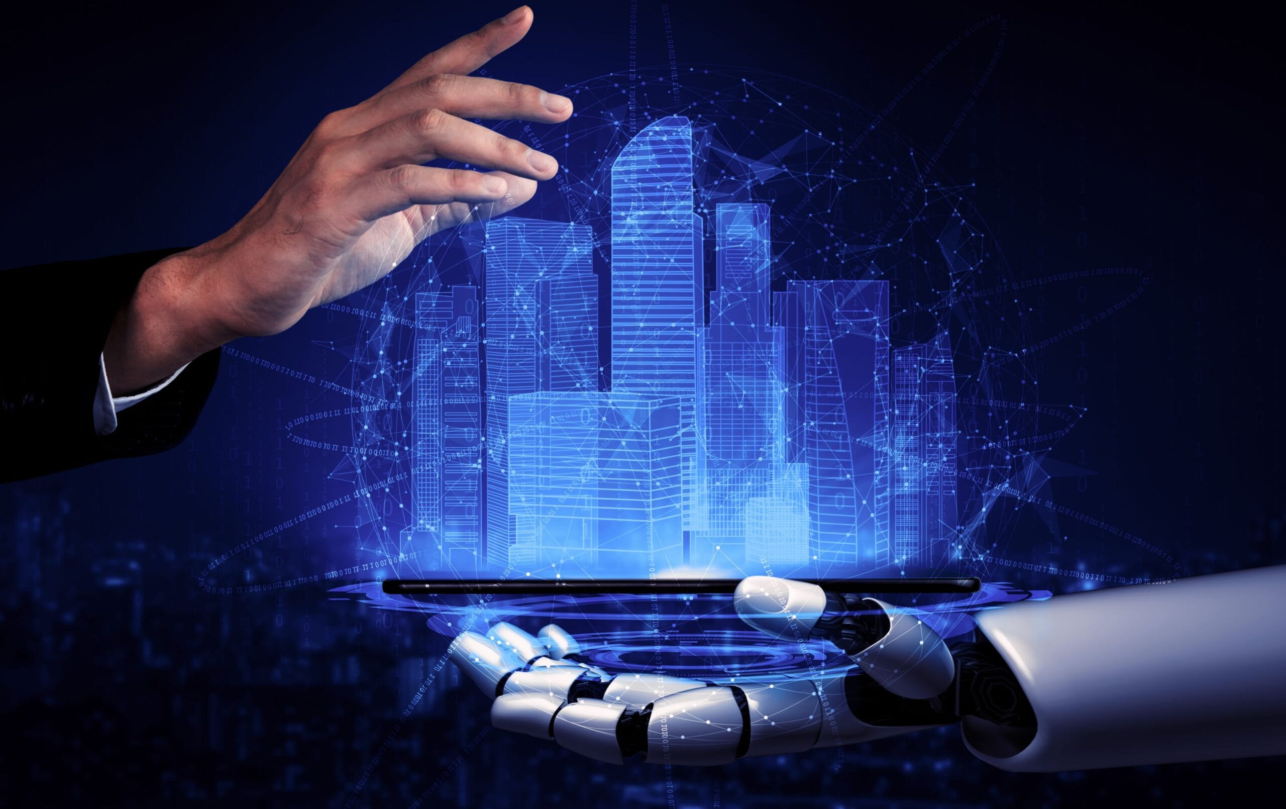 This image vividly captures the intersection of artificial intelligence and real estate