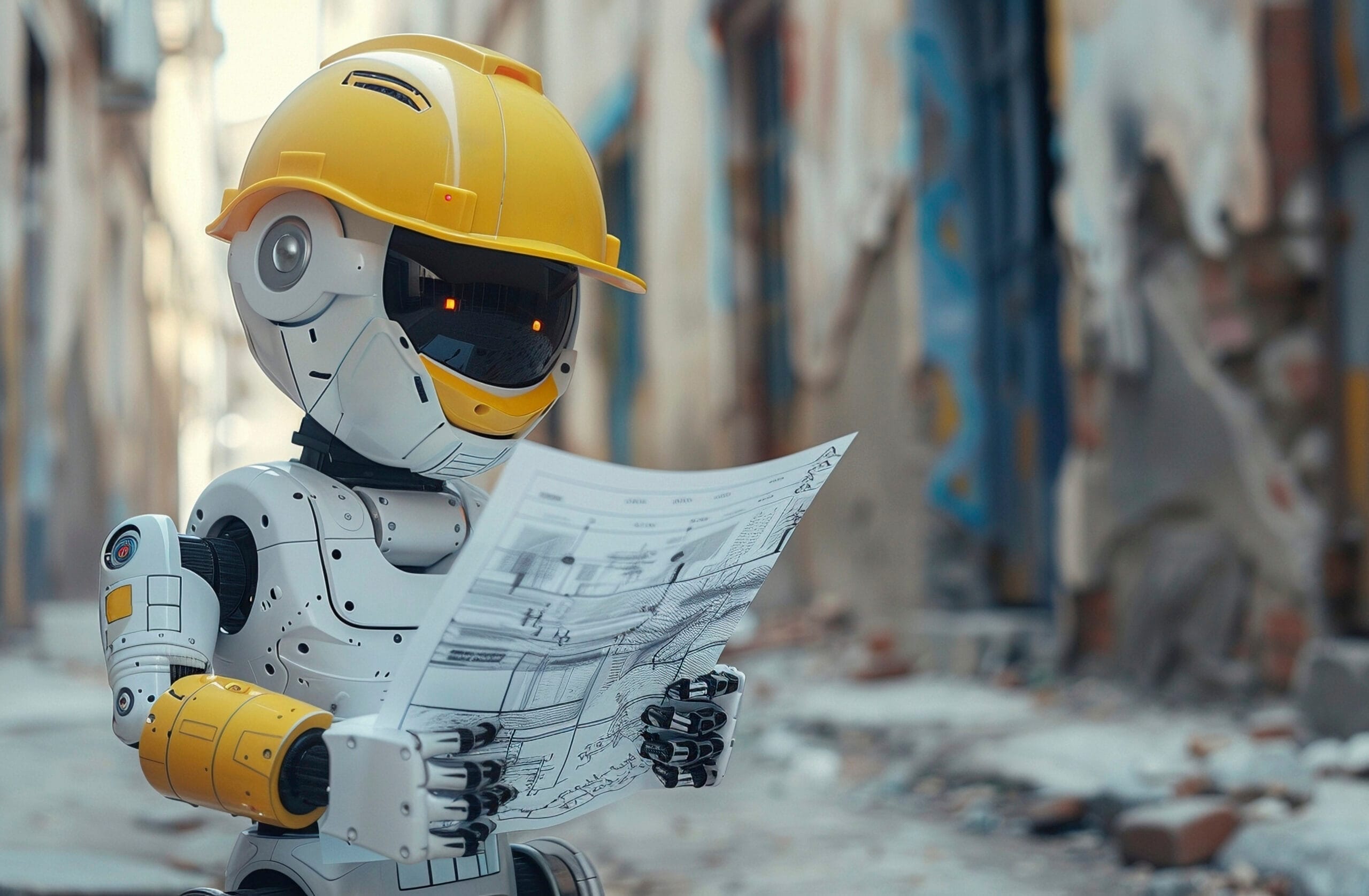 AI renovation cost estimation robot analyzing construction plans