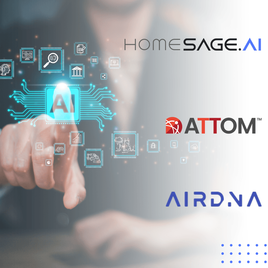 Professional selecting AI technology from the top custom AI solutions for real estate - Homesage.ai, ATTOM Data, and AirDNA