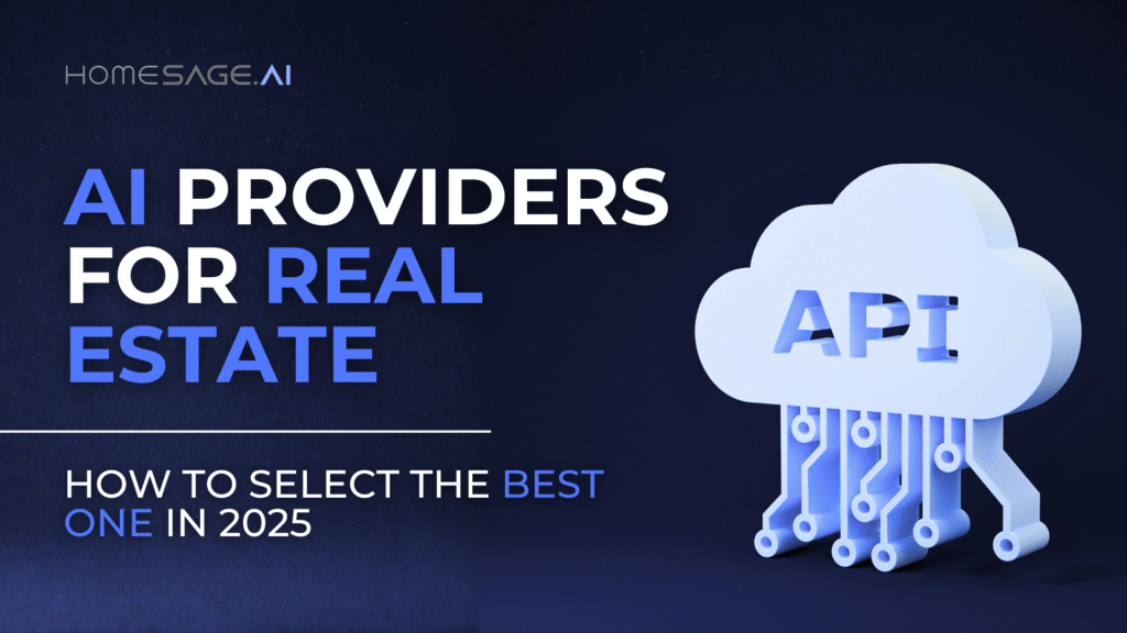 AI providers for real estate in 2025 illustrated with a cloud API icon, showing digital automation and platform selection for investors and agents