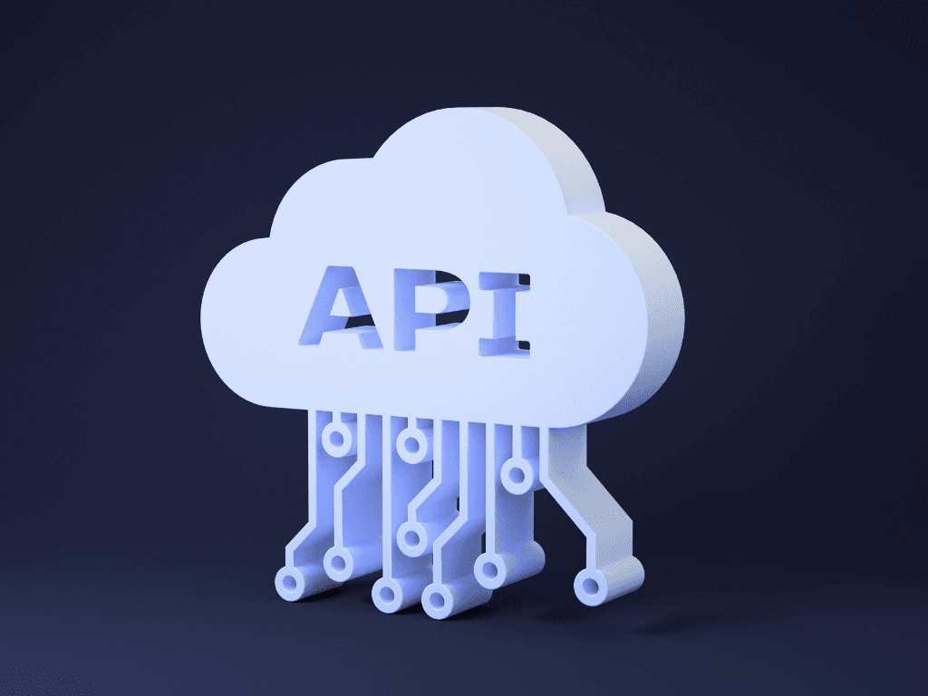 Cloud-based API infrastructure with connected nodes representing real estate data integration and property valuation technology