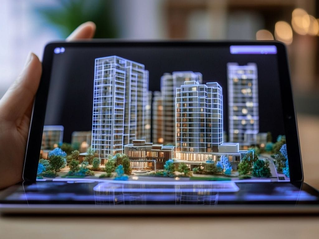 AI-driven digital property model illustrating integration of real estate data sources.