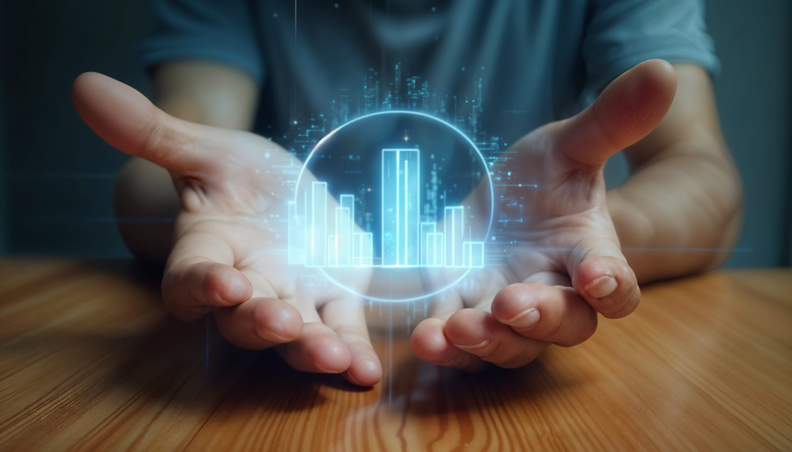Investor visualizing AI-powered real estate investing data and property market analytics through digital technology